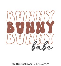 Bunny babe, Retro Toddler Funny Kids Illustration for Print