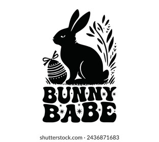 Bunny BabeSvg,Funny Shirt,Calligraphy t shirt,Funny t shirt design,Instant Download, Retro, Commercial Use,Silhouette,cut file