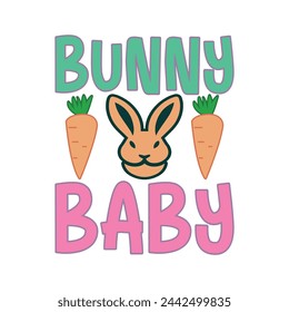 Bunny Baby Illustration T-shirt Design For Easter Day