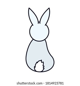 bunny back icon, line and fill style, vector illustration