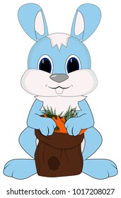 Bunny with bag of carrots