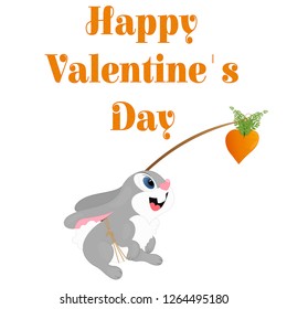 Bunny with a bait, carrots on a stick. Background. Wallpaper.