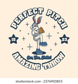 Bunny Baseball Logo Retro and Vintage