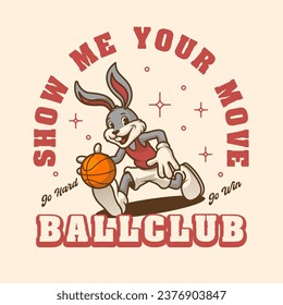 Bunny Basketball Logo Retro and Vintage