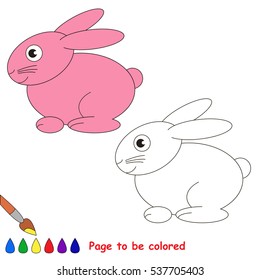 Bunny to be colored, the coloring book to educate preschool kids with easy kid educational gaming and primary education of simple game level.