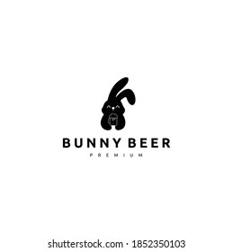 Bunny Beer Logo Vector Icon Illustration