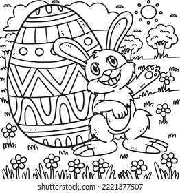 Bunny with Big Easter Egg Coloring Page for Kids