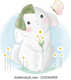 Bunny with a Big Green Bow