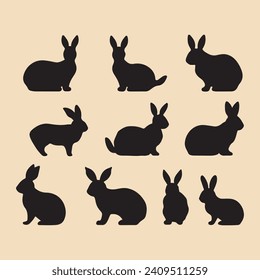 Bunny black silhouette Clip art