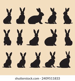 Bunny black silhouette vector clip art