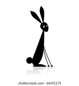 Bunny black silhouette for your design