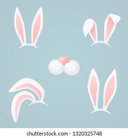 Bunny body elements, parts. Vector art. Easter rabbit. 
