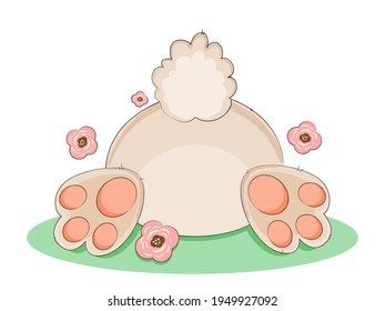 Bunny bottom cute cartoon character vector illustration.