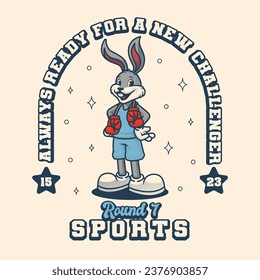 Bunny Boxing Logo Retro and Vintage