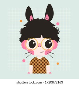 Bunny boy cartoon character. Childish print, card, sticker 