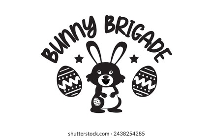 Brigada conejito, svg de Pascua, conejo, conejito, feliz día de Pascua tipografía diseño de camiseta Paquete, Pascua retro, divertido, huevo, ilustración vectorial para imprimir, vacaciones, archivos de corte Cricut, silueta, png, cara