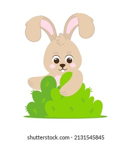 bunny in bush icon flat