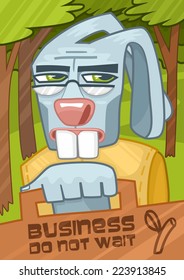 Bunny businessman in a forest