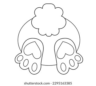 Bunny butt cute character coloring illustration. vector cartoon illustration. funny rabbit