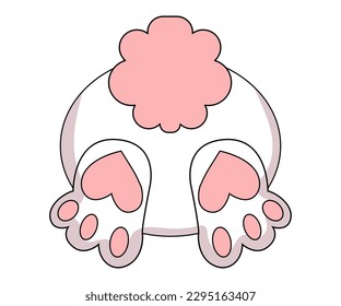 Bunny butt cute character simple hand drawn illustration. vector cartoon illustration. funny rabbit