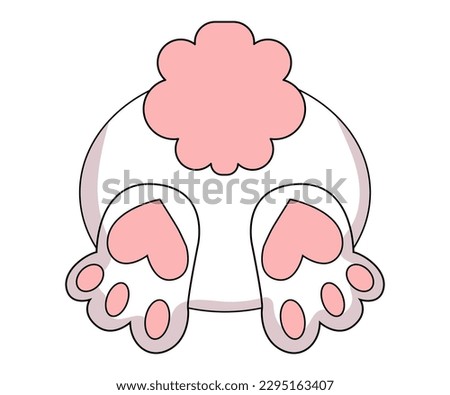 Bunny butt cute character simple hand drawn illustration. vector cartoon illustration. funny rabbit