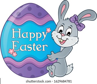 Bunny by big Easter egg topic 1 - eps10 vector illustration.