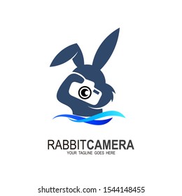 Bunny camera logo designs / camera & bunny, Animal bring lens of camera logo vector. Photographer icon