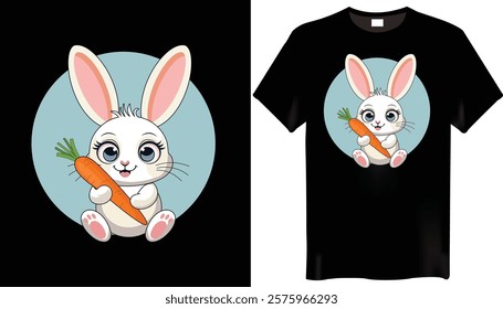 Bunny Carrot Cartoon T shirt Design-Graphic T-Shirts Design
