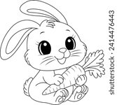 Bunny and carrot coloring page