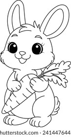 Bunny and carrot coloring page