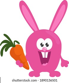 Bunny with a carrot , illustration, vector on white background