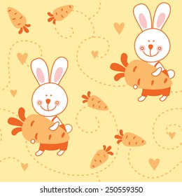 bunny and carrot, seamless pattern