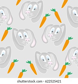 Bunny with carrot. Seamless pattern
