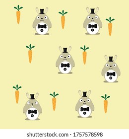 bunny with carrot and tie pattern