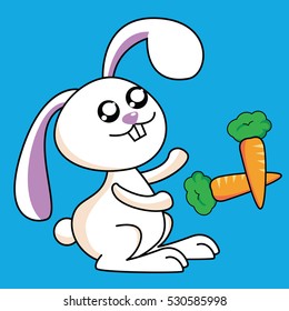 bunny with carrots cartoon illustration