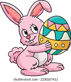 Bunny Cargando Huevo de Pascua Cartoon Colorido Clipart 