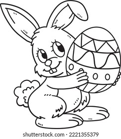 Bunny Carrying Easter Egg Isolated Coloring Page