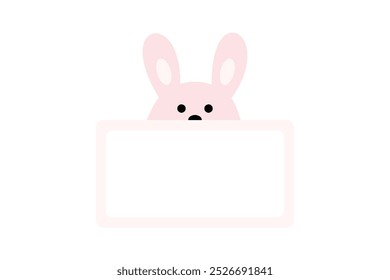 Bunny cartoon character blank banner empty space for text, information, message. Flat decorative vector design isolated illustration.