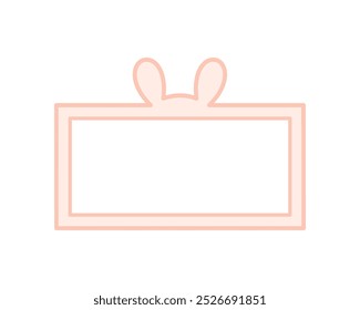 Bunny cartoon character blank banner empty space for text, information, message. Colored outline decorative vector design isolated illustration.