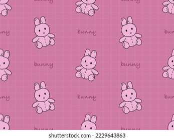 Bunny cartoon character seamless pattern on pink background