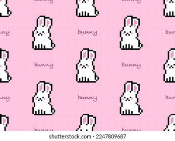 Bunny cartoon character seamless pattern on pink background