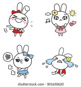 Bunny cartoon emoticons
