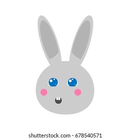 Bunny cartoon face. Vector illustration. Icon. Flat design.