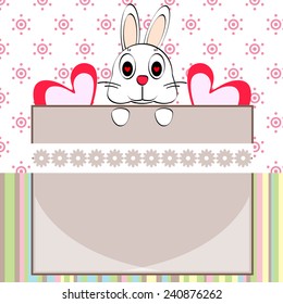 bunny cartoon and frame card vector design