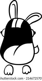 Bunny, cartoon, hand draw. Black vector illustration art