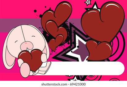 bunny cartoon with heart background in vector format