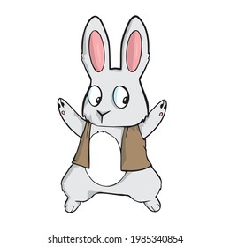 Bunny cartoon illustration on white background Vector illustration