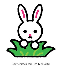 bunny cartoon roughen filled outline icon for decoration, website, web, mobile app, printing, banner, logo, poster design, etc.