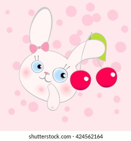 Bunny to cartoon style pastel color and bright color. For kids menu, kids cards, invitation or baby shower, newborn symbol, baby food logo, moms web site.
