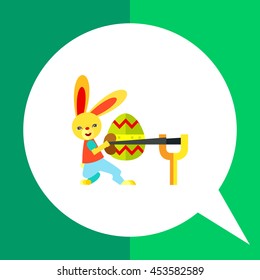 Bunny catapulting Easter egg flat icon